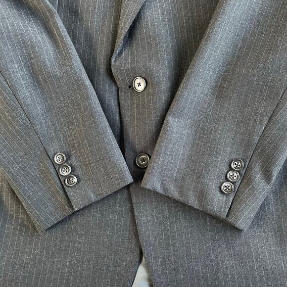 🔥VTG Jones New York PinstripedWool Mens 2 Pc Suit Blazer R43 Pants 37 Preppy - Picture 6 of 15